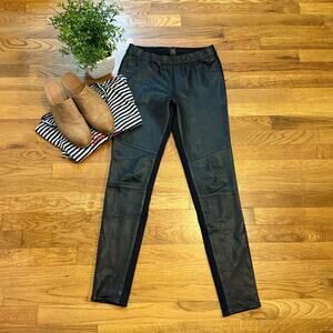 As by DF Womens XS Black Kiki Leather Leggings Fabric Leather Mix Stretch Biker